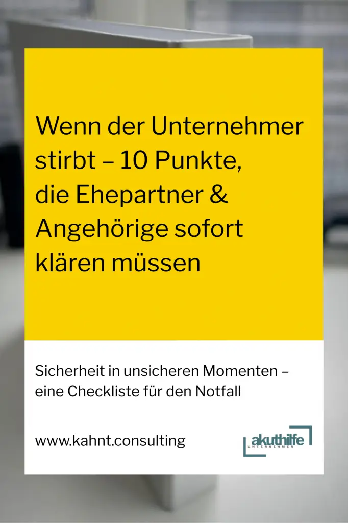 Screenshot der Checkliste Wenn der Unternehmer stirbt